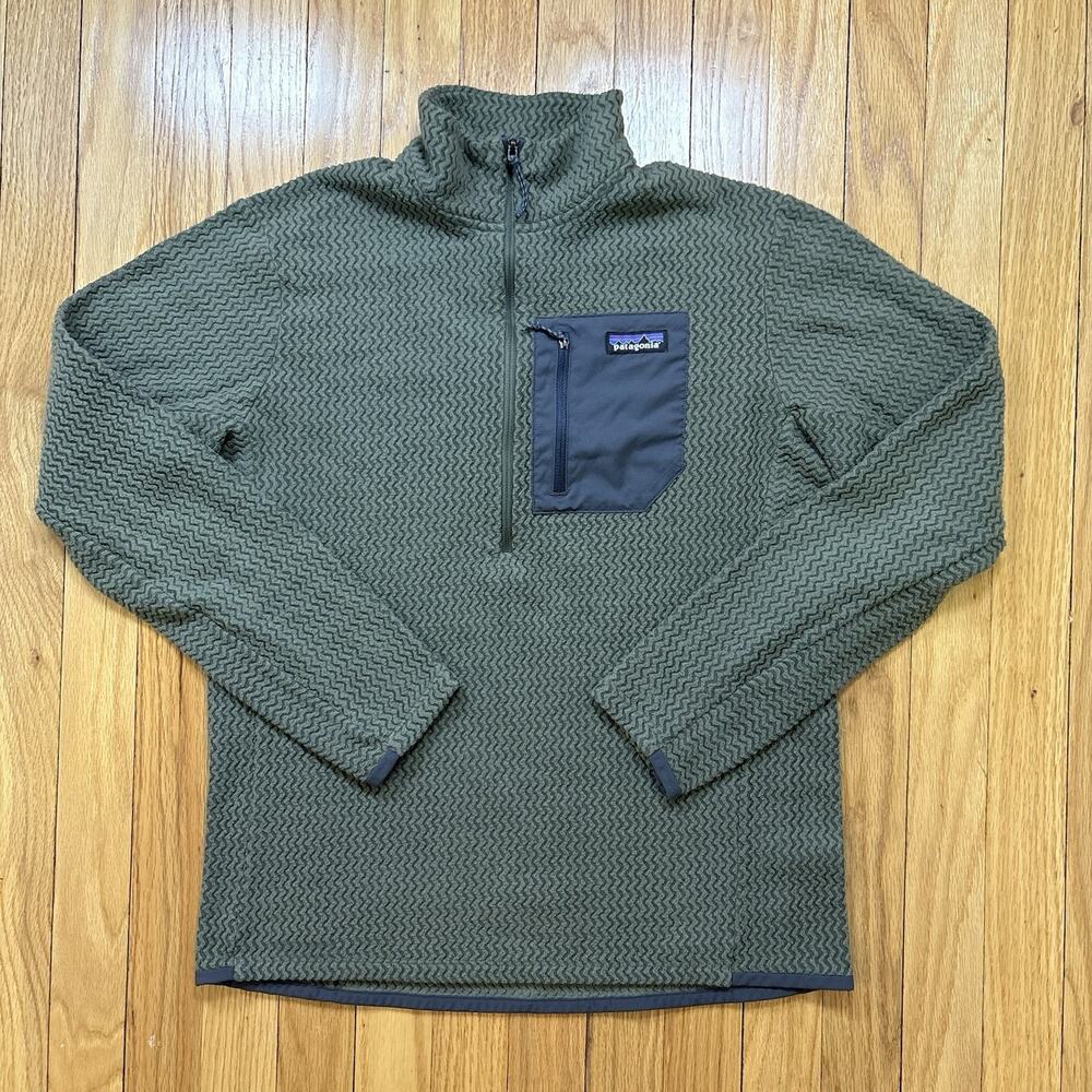 Patagonia Men's Medium Green R1 Air Zip-Neck Technical Fleece Pullover Sweater